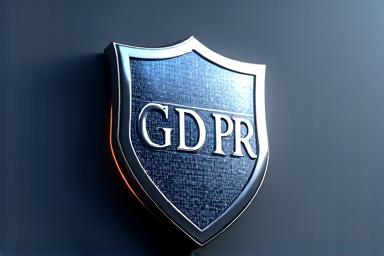 Simbolo di scudo e GDPR, a significare protezione dei dati e conformità.