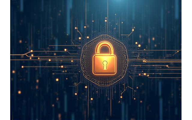 Concetto astratto di proprietà intellettuale e protezione dei dati in un contesto aziendale, con simboli di lucchetto e ingranaggi.